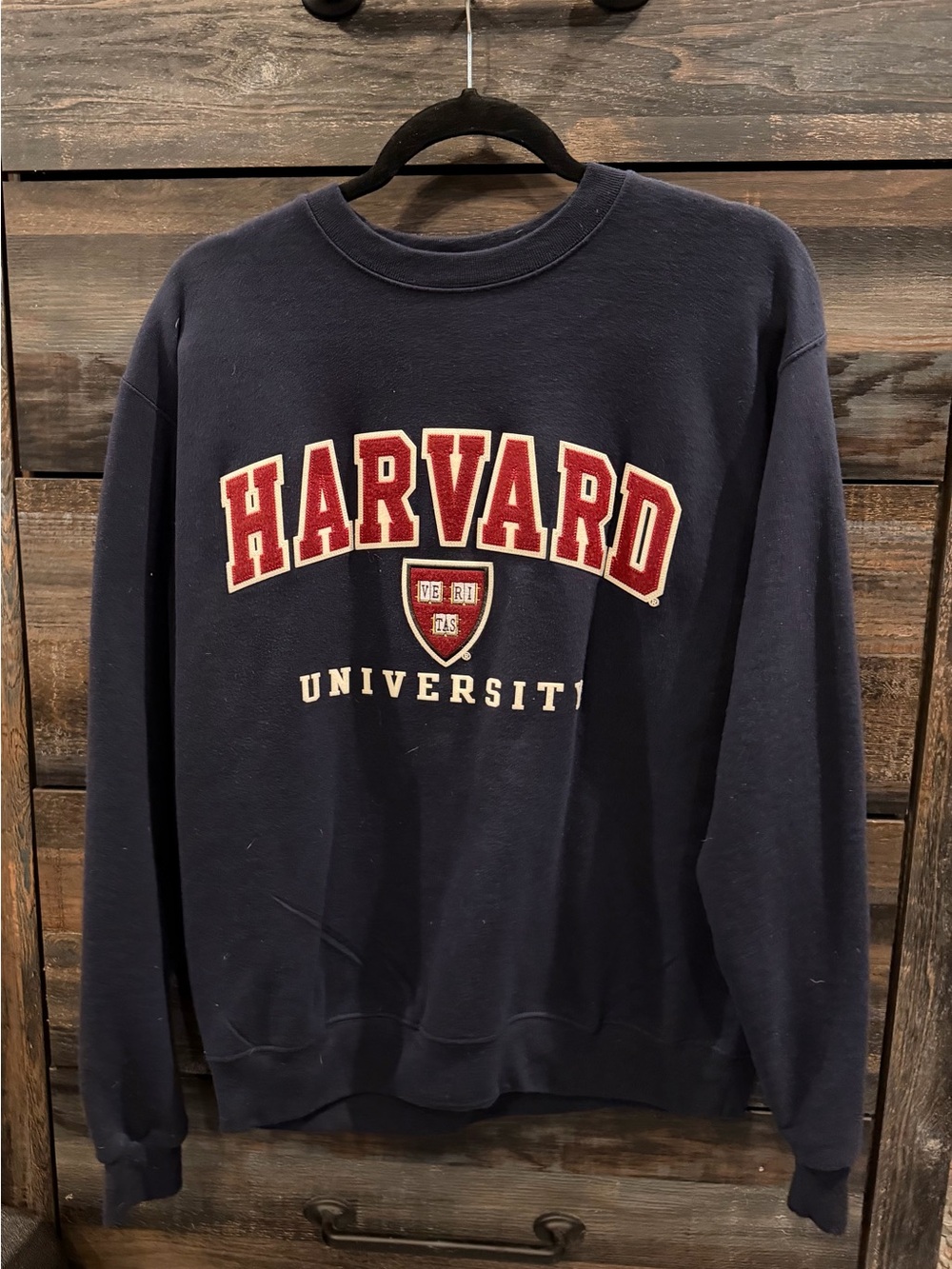 Harvard University Navy Crewneck Sweatshirt - Collegiate Patch Logo